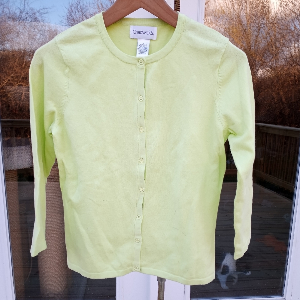 Brand New Chadwick's Light Green 3/4 Sleeve Cotton Cardigan Size Small